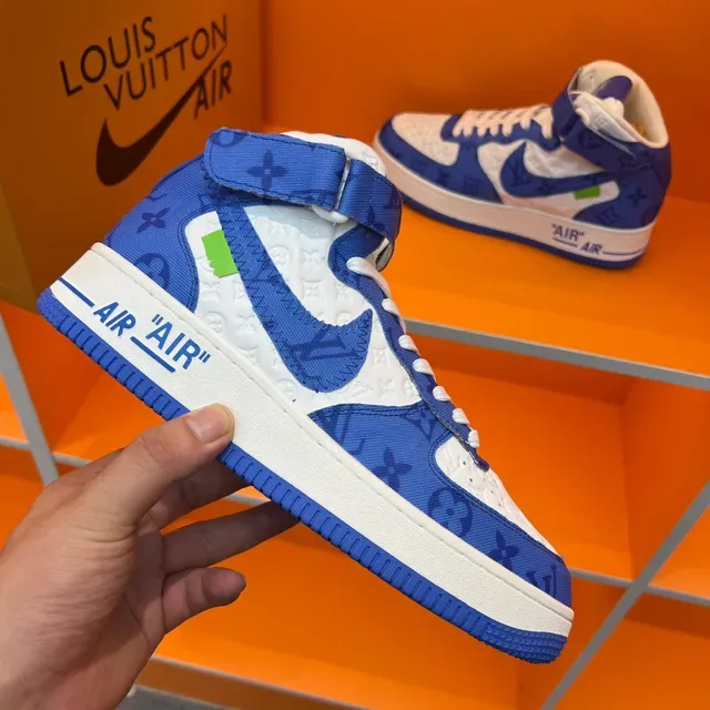 Nike x Louis Vuitton Air Force 1 High Blue Monogram Lifestyle Sneakers 5