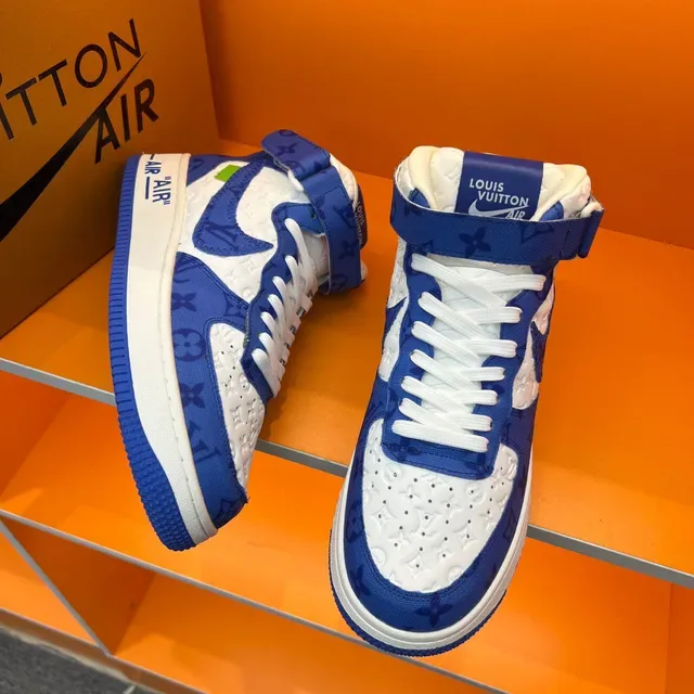 Nike x Louis Vuitton Air Force 1 High Blue Monogram Lifestyle Sneakers 6