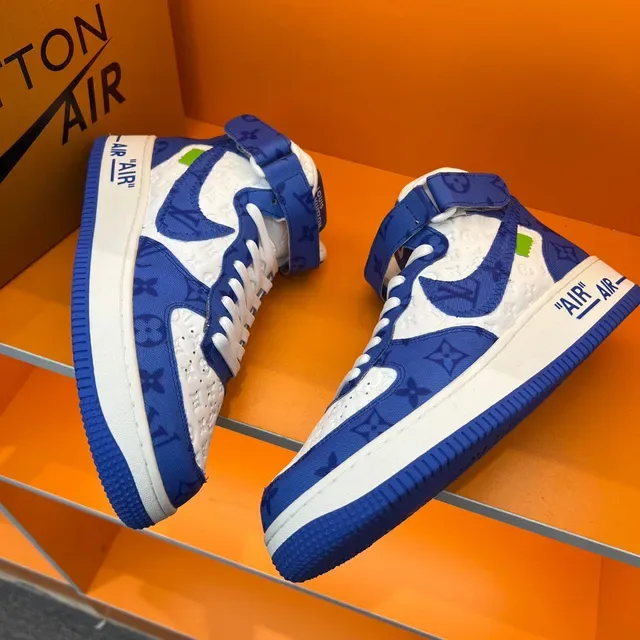 Nike x Louis Vuitton Air Force 1 High Blue Monogram Lifestyle Sneakers 7