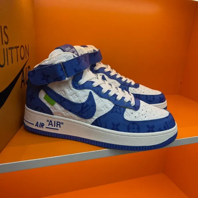 Nike x Louis Vuitton Air Force 1 High Blue Monogram Lifestyle Sneakers 8
