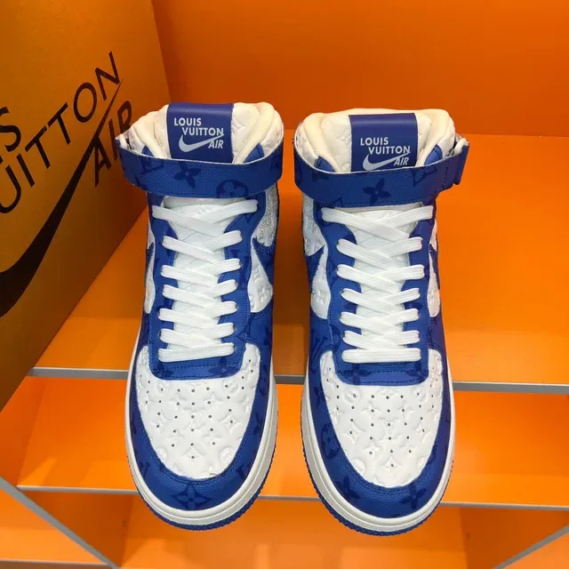 Nike x Louis Vuitton Air Force 1 High Blue Monogram Lifestyle Sneakers 9