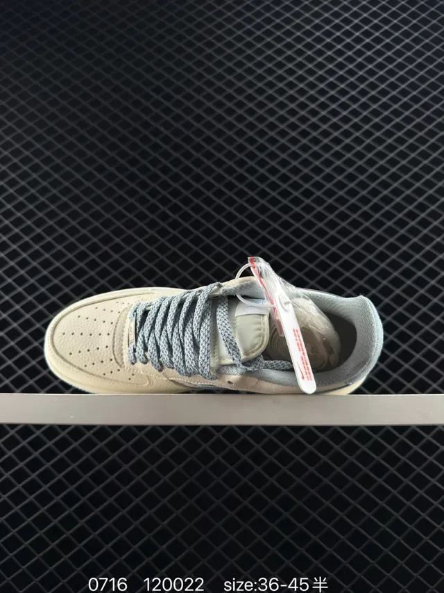 Nike x Stussy Air Force 1 Low Beige and Light Blue Lifestyle Sneakers 4