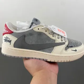 Nike x Stussy Dunk Low Off-White Gray Red Lifestyle Sneakers