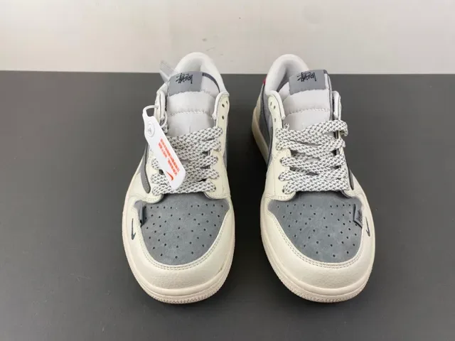 Nike x Stussy Dunk Low Off-White Gray Red Lifestyle Sneakers 11
