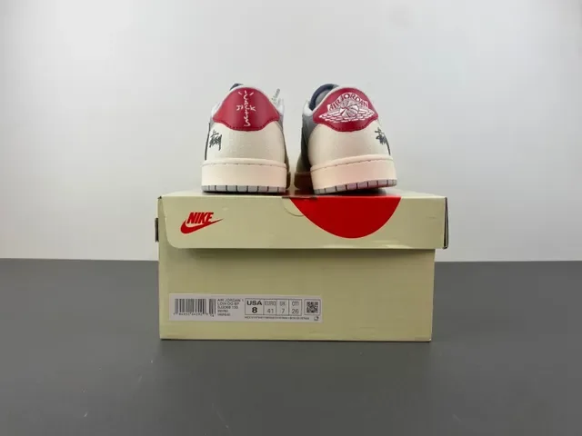 Nike x Stussy Dunk Low Off-White Gray Red Lifestyle Sneakers 17