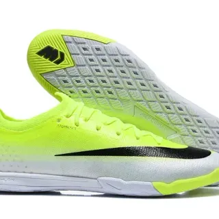 Nike Yellow Black Low-Cut Knit Upper Gradient Neon To White Indoor Soccer Shoes