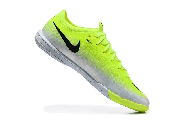 Nike Chaussures de football indoor jaune noir dégradé néon à blanc talon bas supérieure en tricot 3