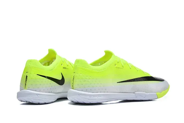 Nike Chaussures de football indoor jaune noir dégradé néon à blanc talon bas supérieure en tricot 5