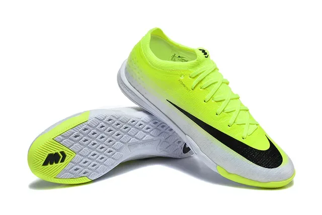 Nike Chaussures de football indoor jaune noir dégradé néon à blanc talon bas supérieure en tricot 7
