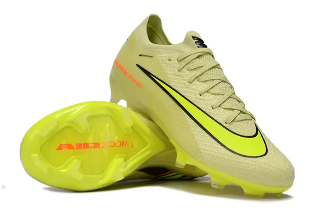 Nike Yellow Orange Flyknit Upper Low-Cut Sock-Fit Collar Firm-Ground Soccer Shoes 2