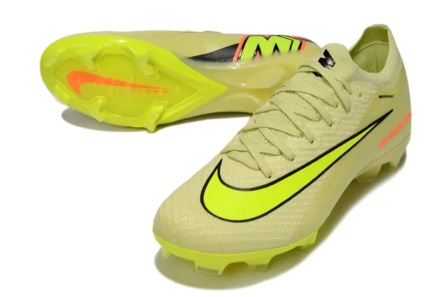 Nike Yellow Orange Flyknit Upper Low-Cut Sock-Fit Collar Firm-Ground Soccer Shoes 3