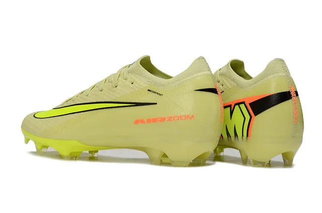 Nike Yellow Orange Flyknit Upper Low-Cut Sock-Fit Collar Firm-Ground Soccer Shoes 4