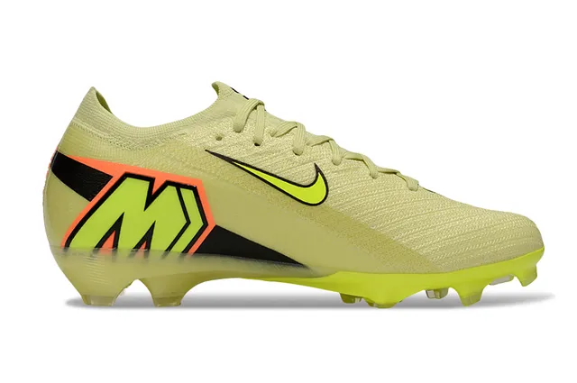 Nike Yellow Orange Flyknit Upper Low-Cut Sock-Fit Collar Firm-Ground Soccer Shoes 5