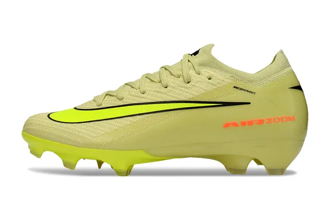Nike Yellow Orange Flyknit Upper Low-Cut Sock-Fit Collar Firm-Ground Soccer Shoes 6