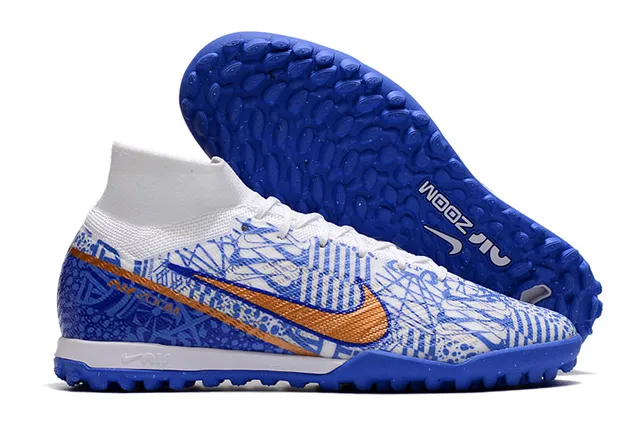 Nike Jaune Orange Haut-Coupé Ajusté Chaussette Supérieure Flyknit Construction Gazon Artificiel Chaussures de Football 3