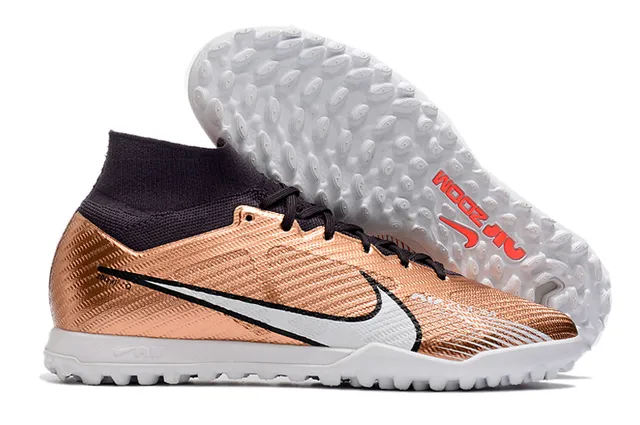 Nike Jaune Orange Haut-Coupé Ajusté Chaussette Supérieure Flyknit Construction Gazon Artificiel Chaussures de Football 8