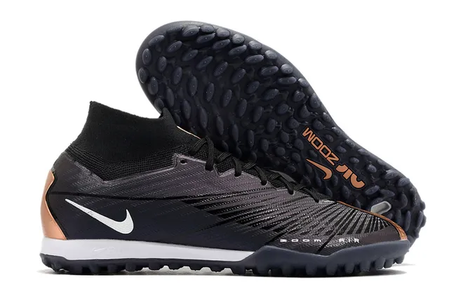 Nike Jaune Orange Haut-Coupé Ajusté Chaussette Supérieure Flyknit Construction Gazon Artificiel Chaussures de Football 11