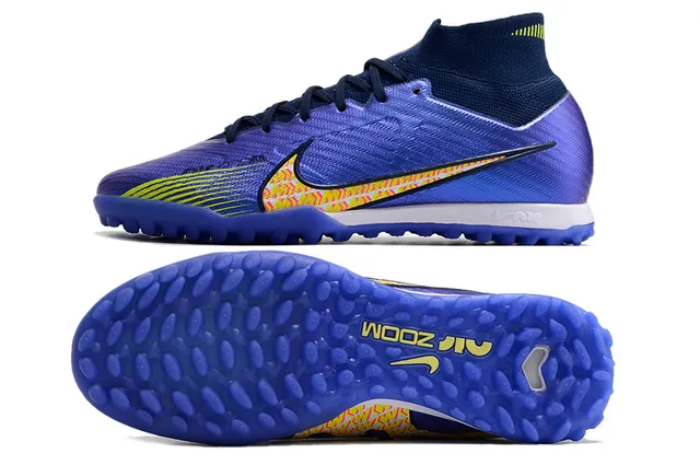 Nike Jaune Orange Haut-Coupé Ajusté Chaussette Supérieure Flyknit Construction Gazon Artificiel Chaussures de Football 15