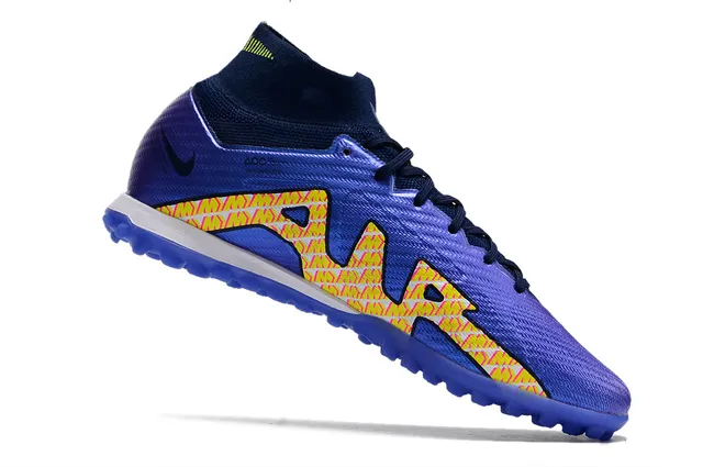 Nike Jaune Orange Haut-Coupé Ajusté Chaussette Supérieure Flyknit Construction Gazon Artificiel Chaussures de Football 16