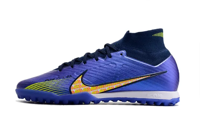 Nike Jaune Orange Haut-Coupé Ajusté Chaussette Supérieure Flyknit Construction Gazon Artificiel Chaussures de Football 18