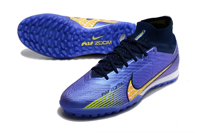Nike Jaune Orange Haut-Coupé Ajusté Chaussette Supérieure Flyknit Construction Gazon Artificiel Chaussures de Football 19