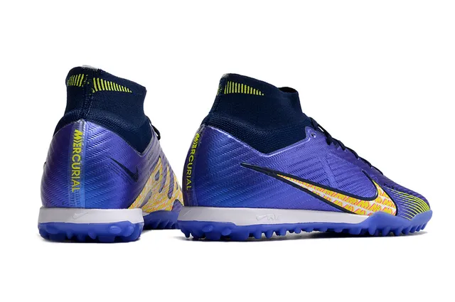 Nike Jaune Orange Haut-Coupé Ajusté Chaussette Supérieure Flyknit Construction Gazon Artificiel Chaussures de Football 20