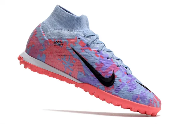 Nike Jaune Orange Haut-Coupé Ajusté Chaussette Supérieure Flyknit Construction Gazon Artificiel Chaussures de Football 22