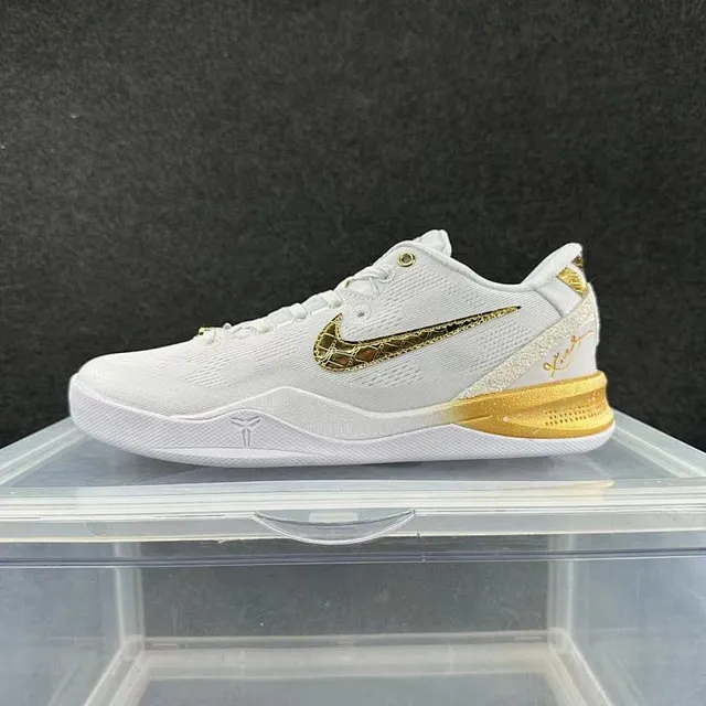 Nike Zoom Kobe 8 White and Gold Basketball Shoes 2