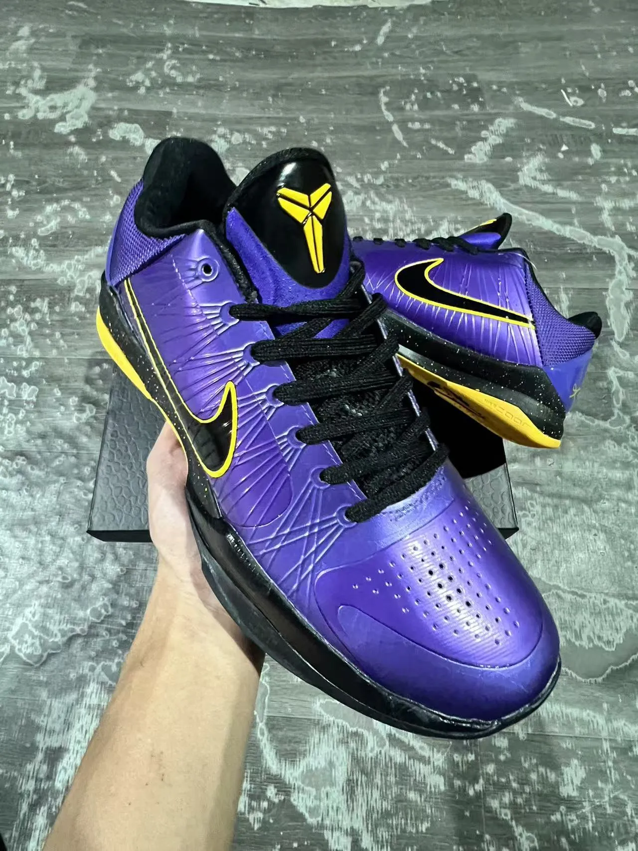 Nike Zoom Kobe IV Purple Black Yellow Basketball Shoes 2