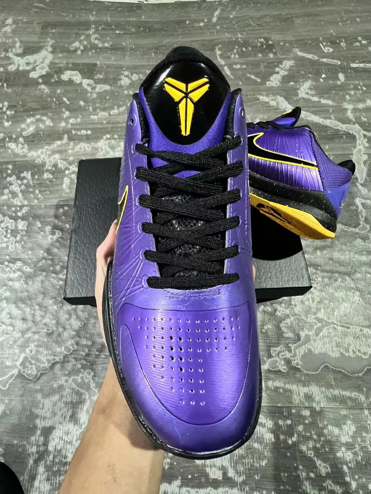 Nike Zoom Kobe IV Purple Black Yellow Basketball Shoes 3