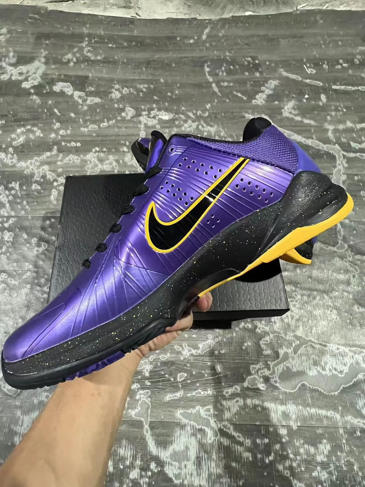Nike Zoom Kobe IV Purple Black Yellow Basketball Shoes 5