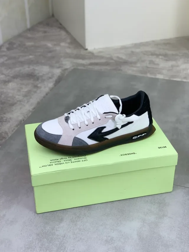 Off-White Beige Low-Top Mixed-Material Lifestyle Sneakers 4