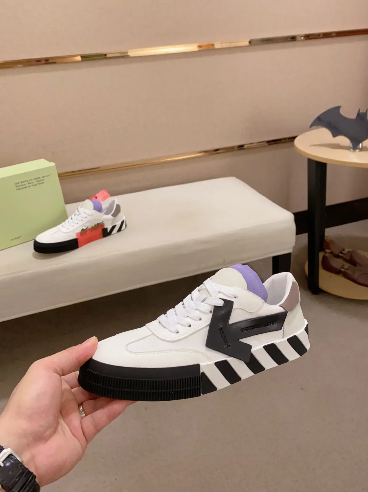 Off-White Black Industrial Arrow Logo Diagonal Striped Midsole Lifestyle Sneakers 3