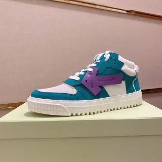 Off-White Blue Purple High-Top Chunky Platform Sole Lifestyle Sneakers
