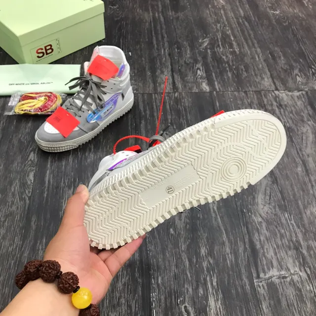 Off-White رمادي أحمر حذاء رياضي عالي الارتفاع تصميم صناعي أسلوب حياة 2