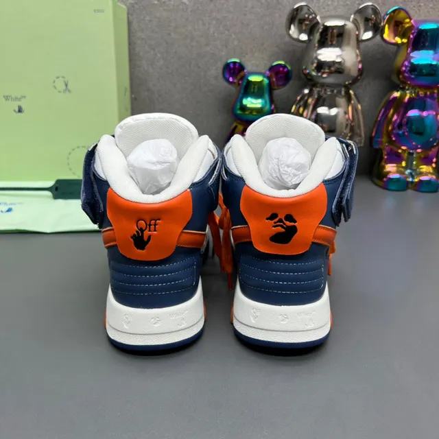 Off-White Navy Orange Tênis De Cano Alto Industrial-Luxe Estilo De Vida 3