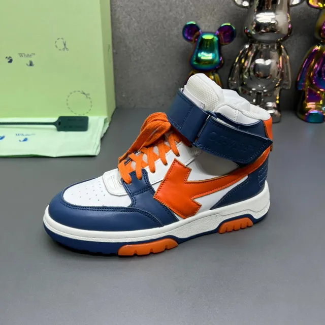 Off-White Navy Orange Tênis De Cano Alto Industrial-Luxe Estilo De Vida 4
