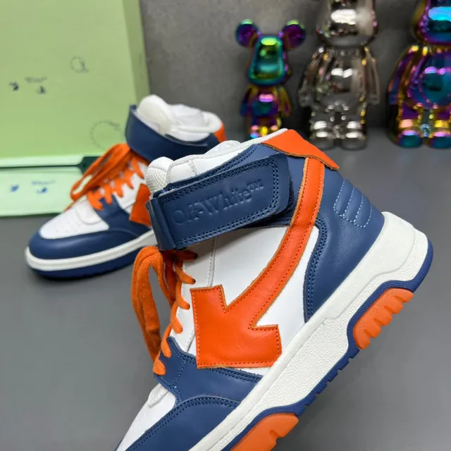 Off-White Navy Orange Tênis De Cano Alto Industrial-Luxe Estilo De Vida 5
