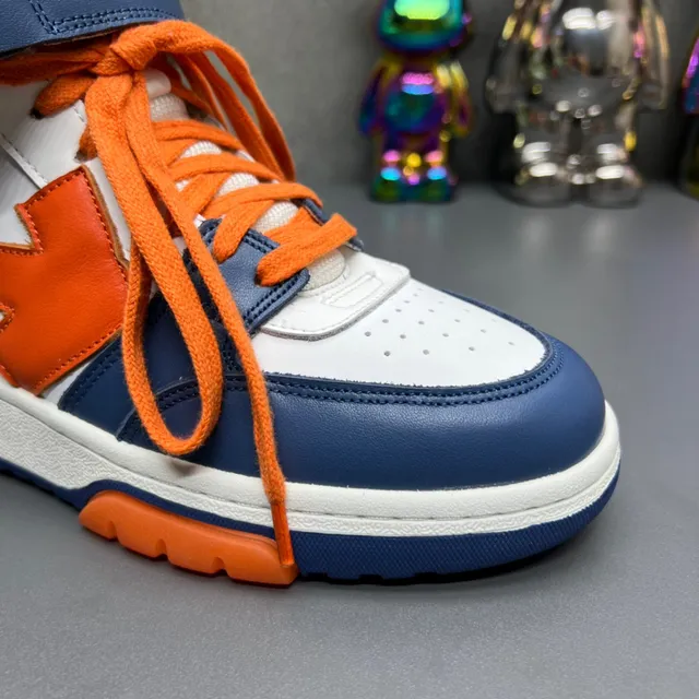 Off-White Navy Orange Tênis De Cano Alto Industrial-Luxe Estilo De Vida 6