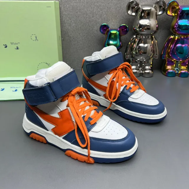 Off-White Navy Orange Tênis De Cano Alto Industrial-Luxe Estilo De Vida 7