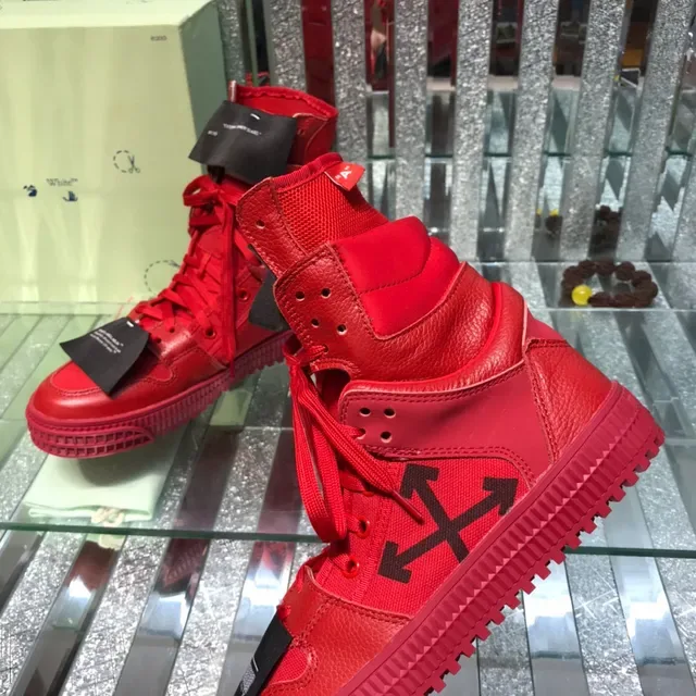 Off-White Tênis Lifestyle Monocromático Vermelho Preto High-Top 6