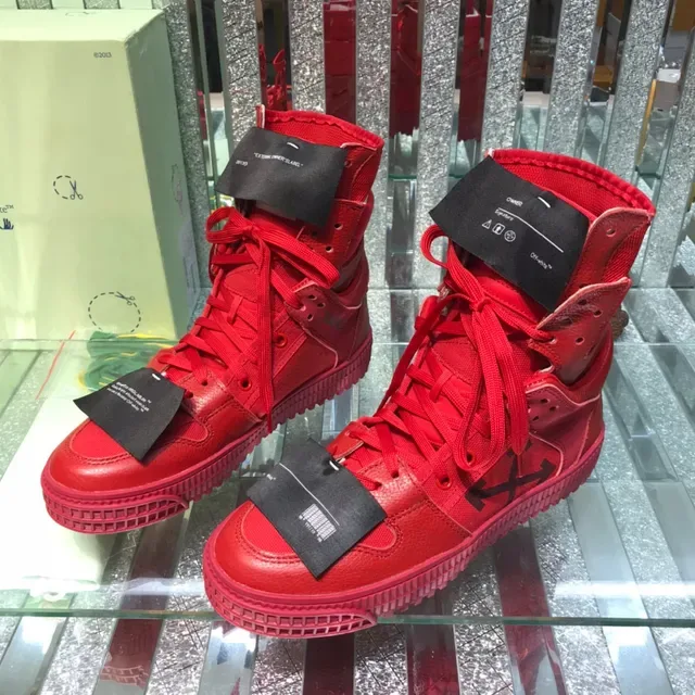 Off-White Tênis Lifestyle Monocromático Vermelho Preto High-Top 9