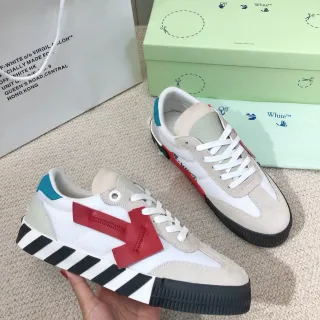 Off-White أحمر تصميم صناعي شريط سحاب سهم نمط حياة حذاء رياضي