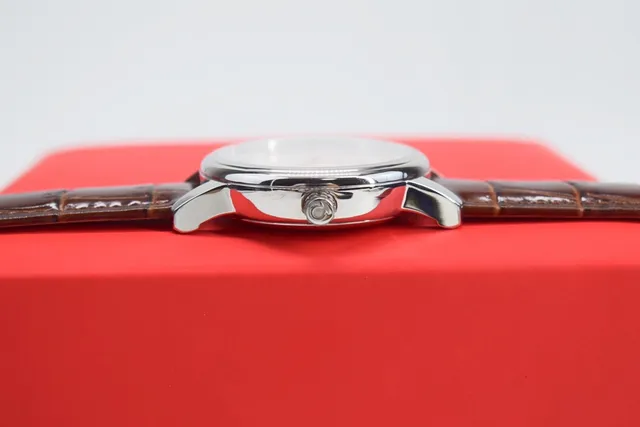 Omega De Ville Co-Axial Chronometer Cadran Branco Couro Marrom Relógio Mecânico 7