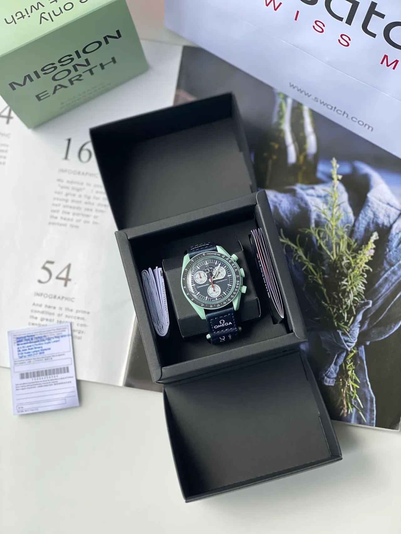 Omega Speedmaster Moonswatch মিন্ট গ্রিন যান্ত্রিক ঘড়ি 9