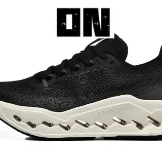 On Cloudmonster Black and Off-White Running Shoes