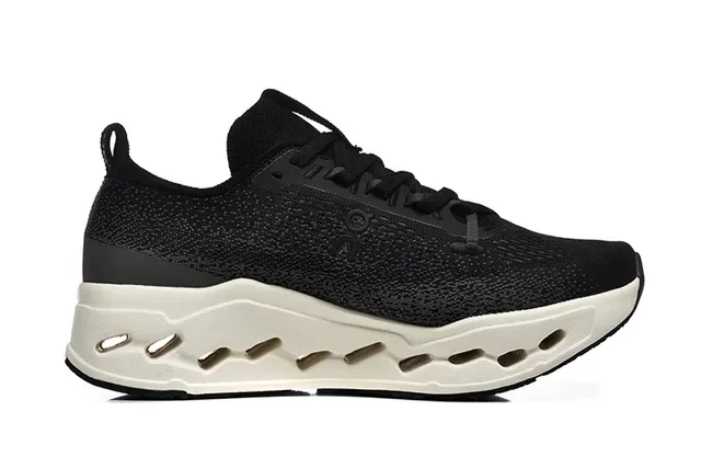 On Cloudmonster Black and Off-White Running Shoes 3