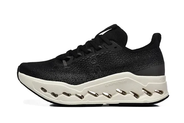 On Cloudmonster Black and Off-White Running Shoes 4
