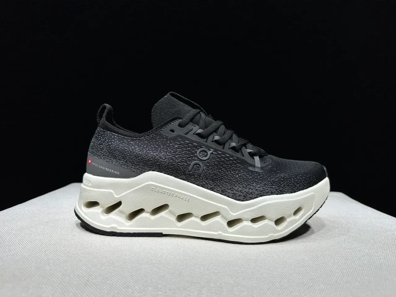 On Cloudmonster Black and Off-White Running Shoes 8
