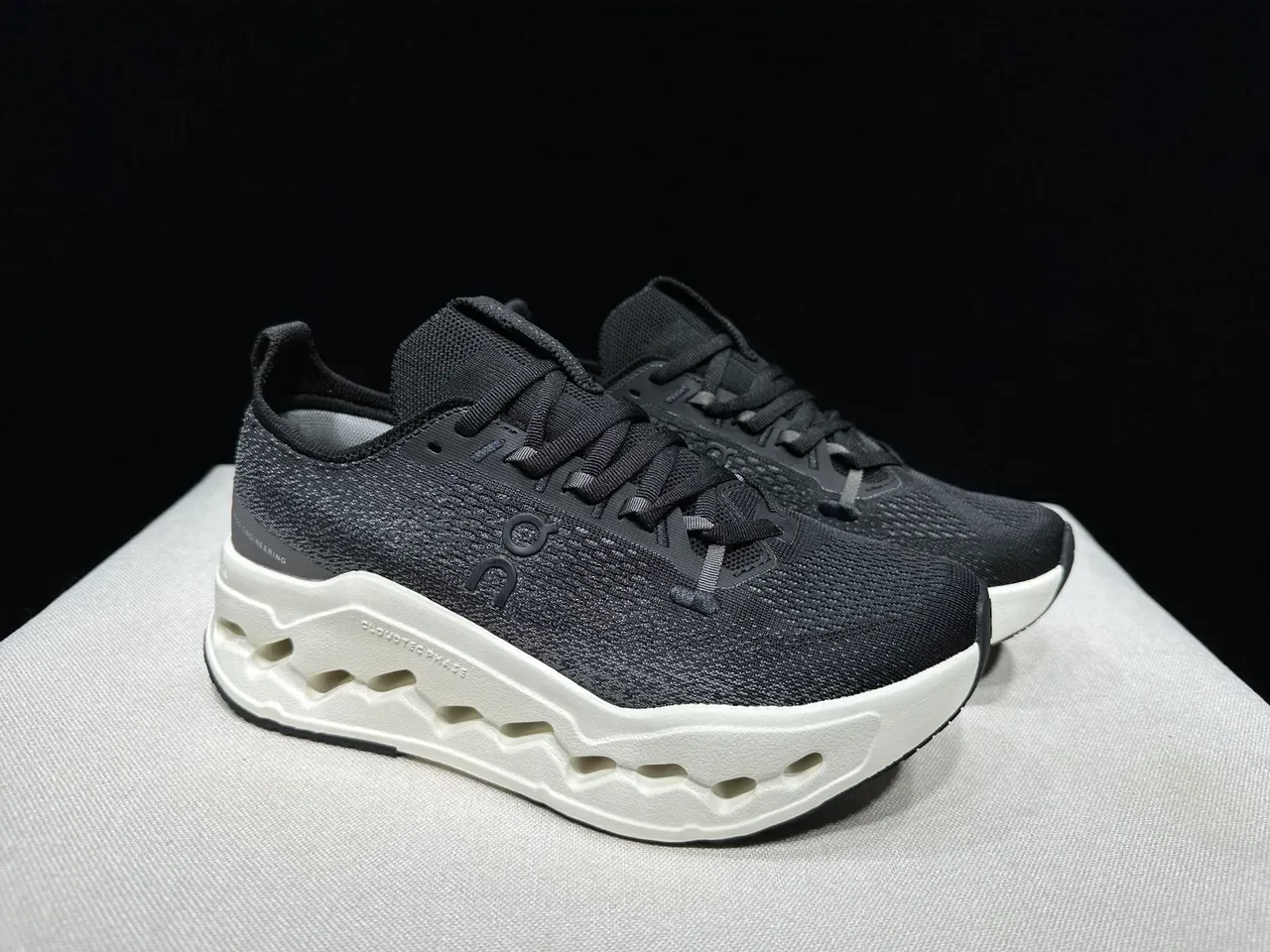 On Cloudmonster Black and Off-White Running Shoes 9